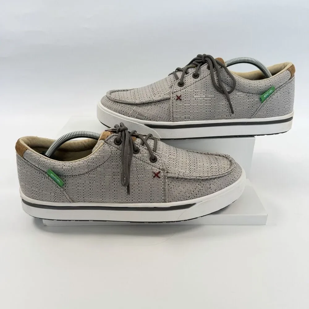Twisted X Hooey Loper Casual Shoes Mens Gray Woven Boat Sneakers Size 10.5 M